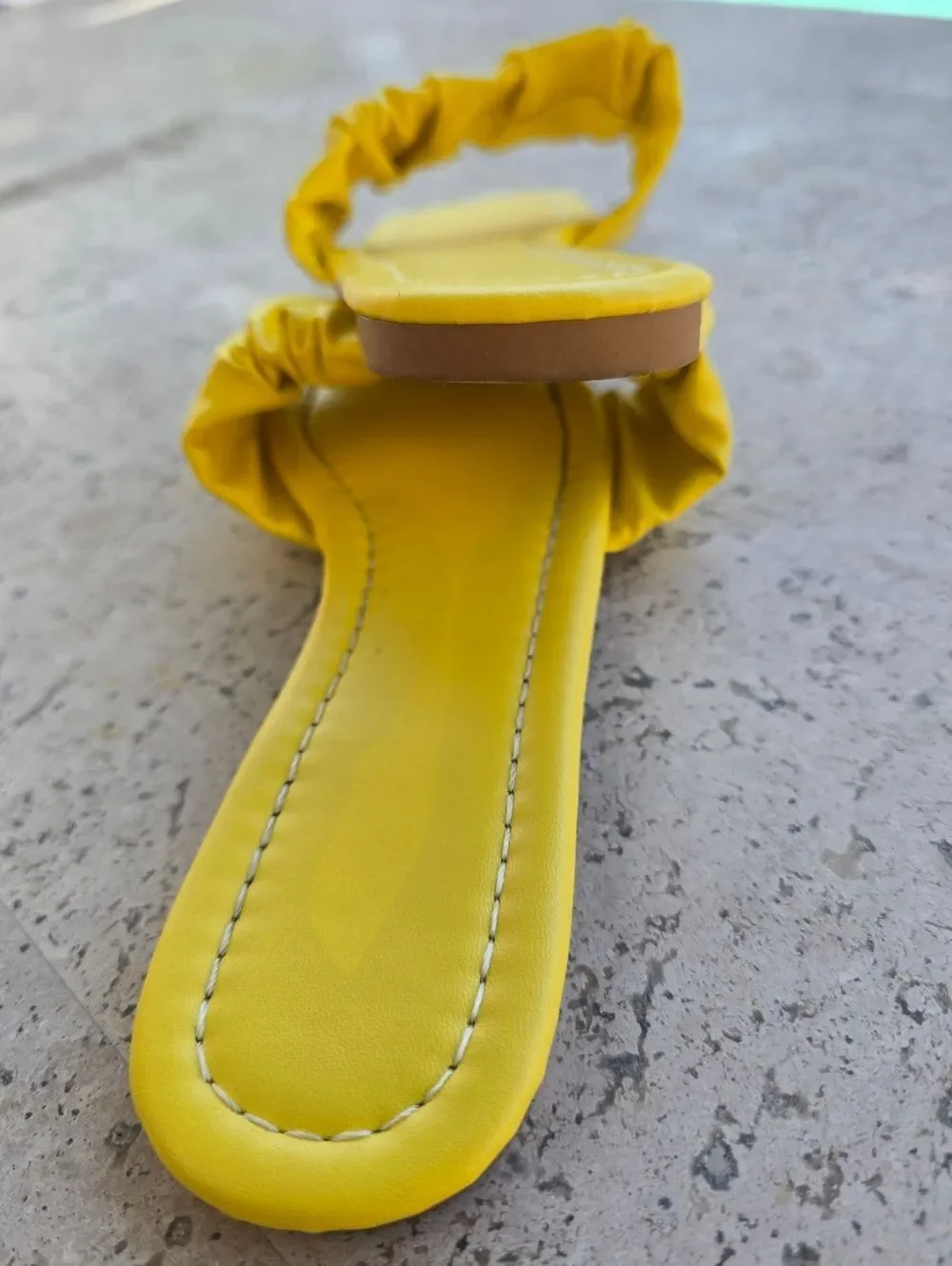 Yellow Ruched Slide Sandals - Women